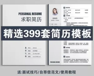 399套简历模板-个人简历模板word社会求职简约应届毕业生大气电子版【电商热销1399】-欢迎访问本站