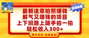 2026最新违章拍照赚钱，解气又赚钱的冷门项目，上下班路上随手拍一拍，轻松收入300+-欢迎访问本站