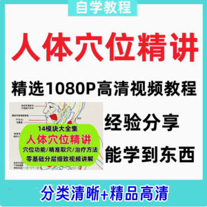 人体穴位精讲教程-功能精准取穴中医经络推拿按摩针灸视频课程【电商热销440】-欢迎访问本站